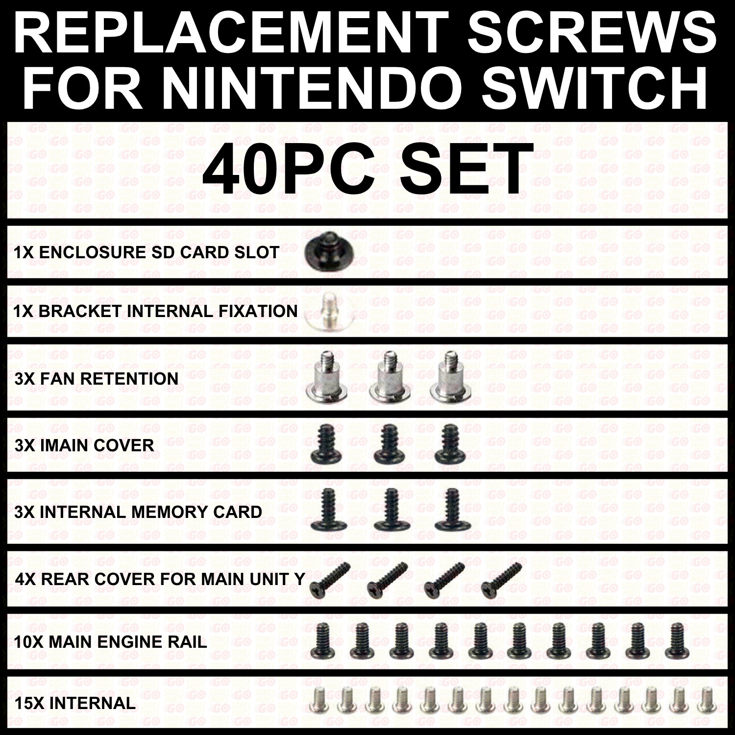 40pcs Screws for Nintendo Switch Console Full Set Repair Replacement Housing