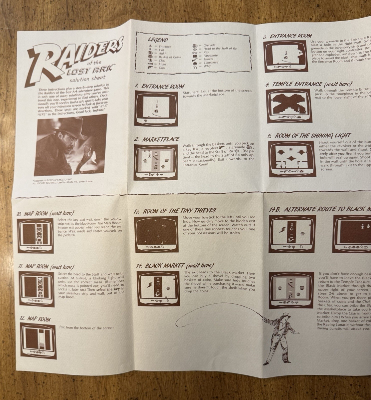 VINTAGE 1983 A Map To The World Of Raiders Of The Lost Ark Solution Sheet Atari