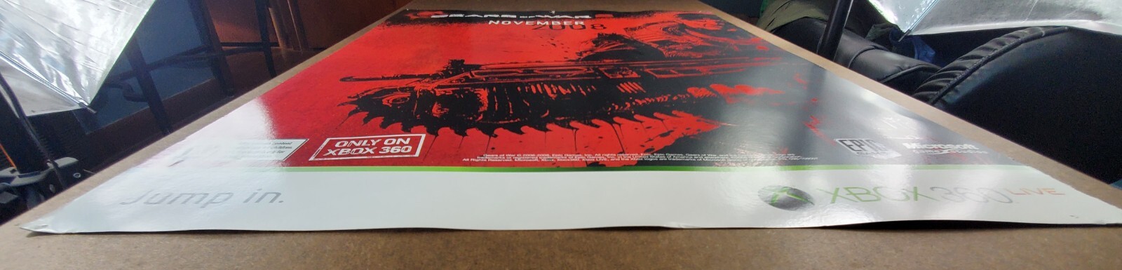 Gears of War 2 Xbox 360 Promo Launch Poster 22″x28″ 2008 Microsoft Rare XB360