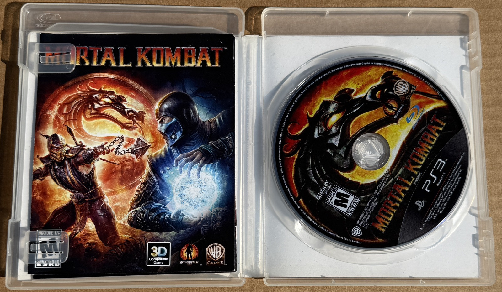 Mortal Kombat PlayStation 3 PS3 Game CD DVD W/Clamshell Case,Instruction Manual