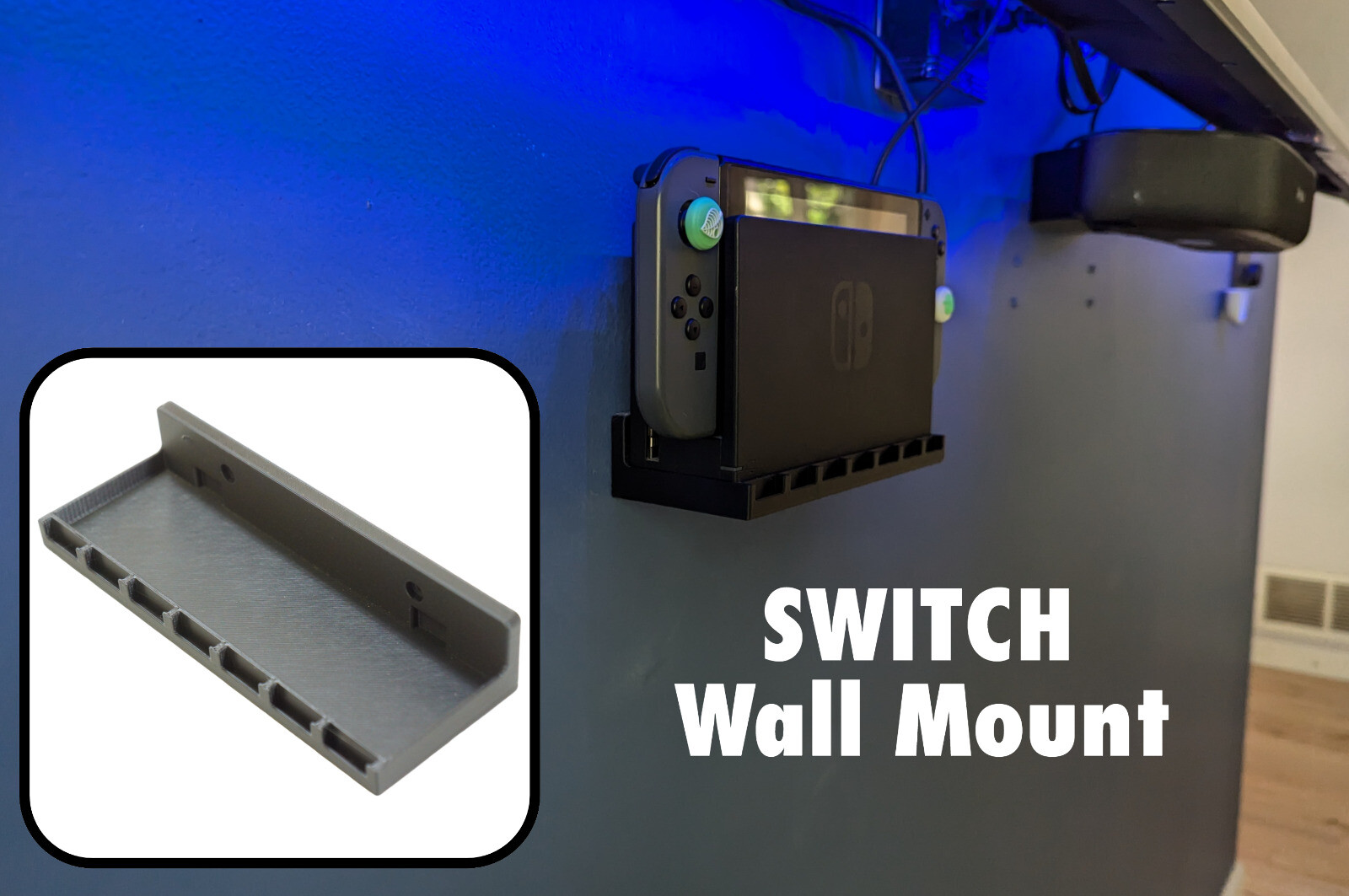 Wall Mount Holder for Nintendo Switch Dock Console + 7x Game Cartridge Holder