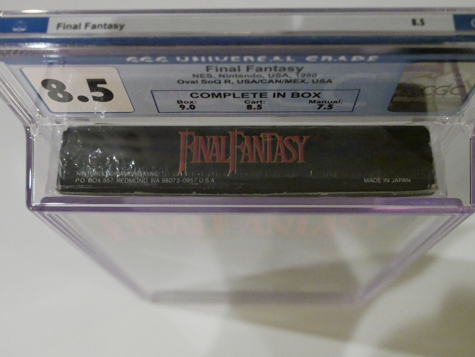 Final Fantasy NES 1990 CGC 8.5 CIB Oval SOQ Maps Box Cello Nintendo