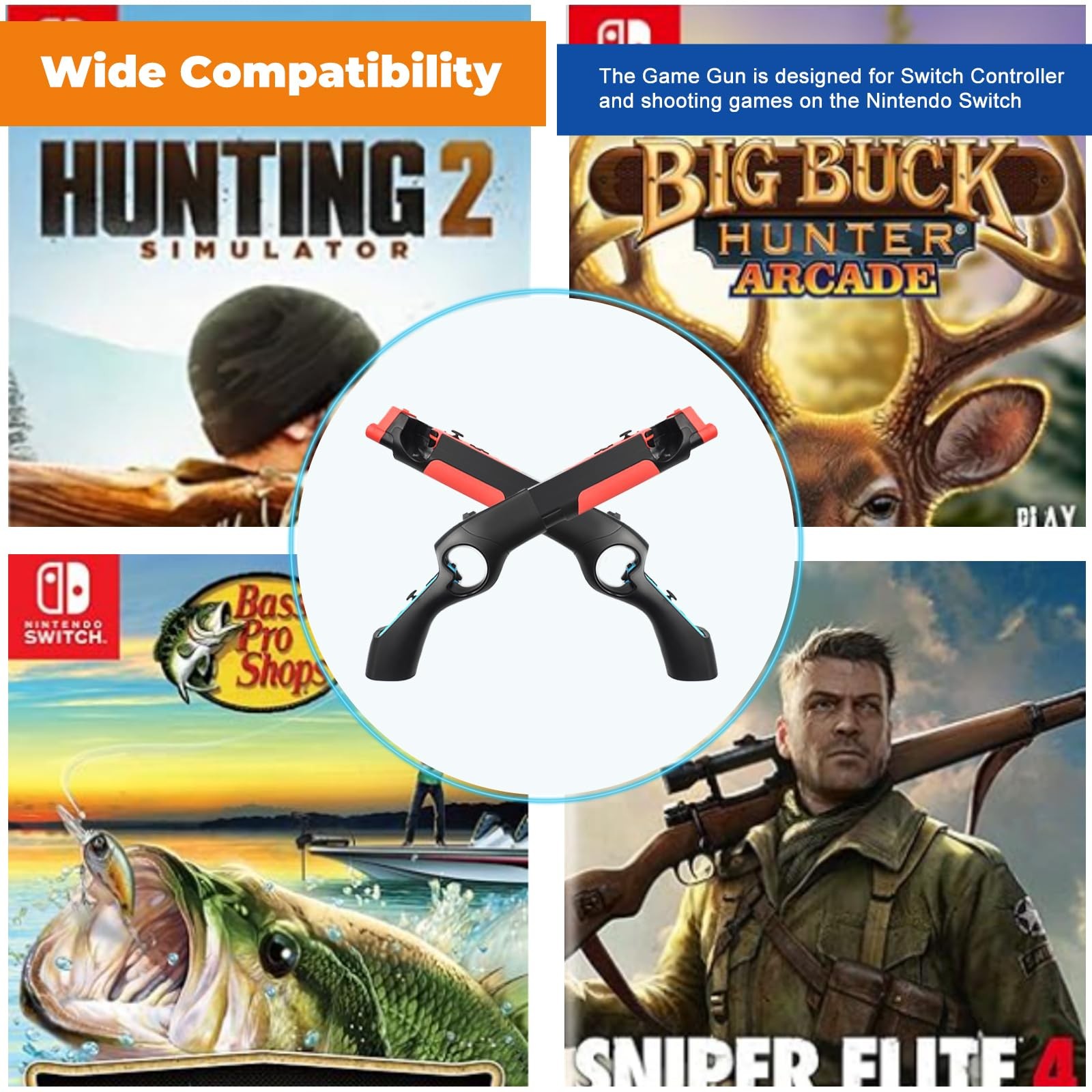 game Gun Controller, 1 pack Gun Handle Grip hunting games for nintendo Switch…