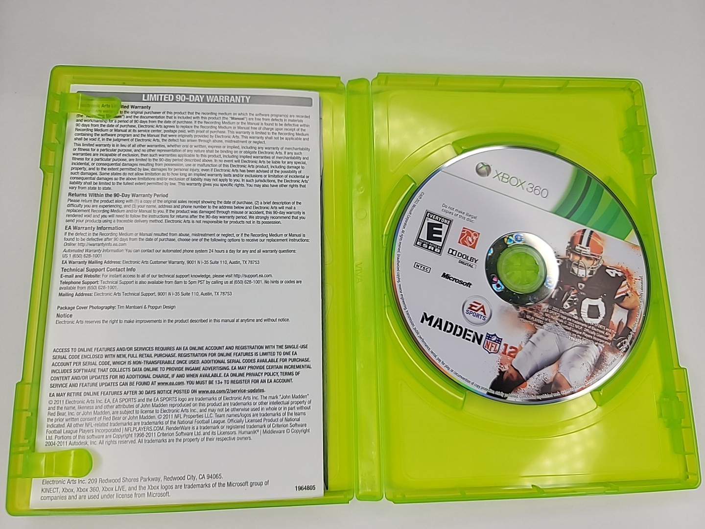 Madden NFL 12 (Microsoft Xbox 360, 2011) Video Game Complete