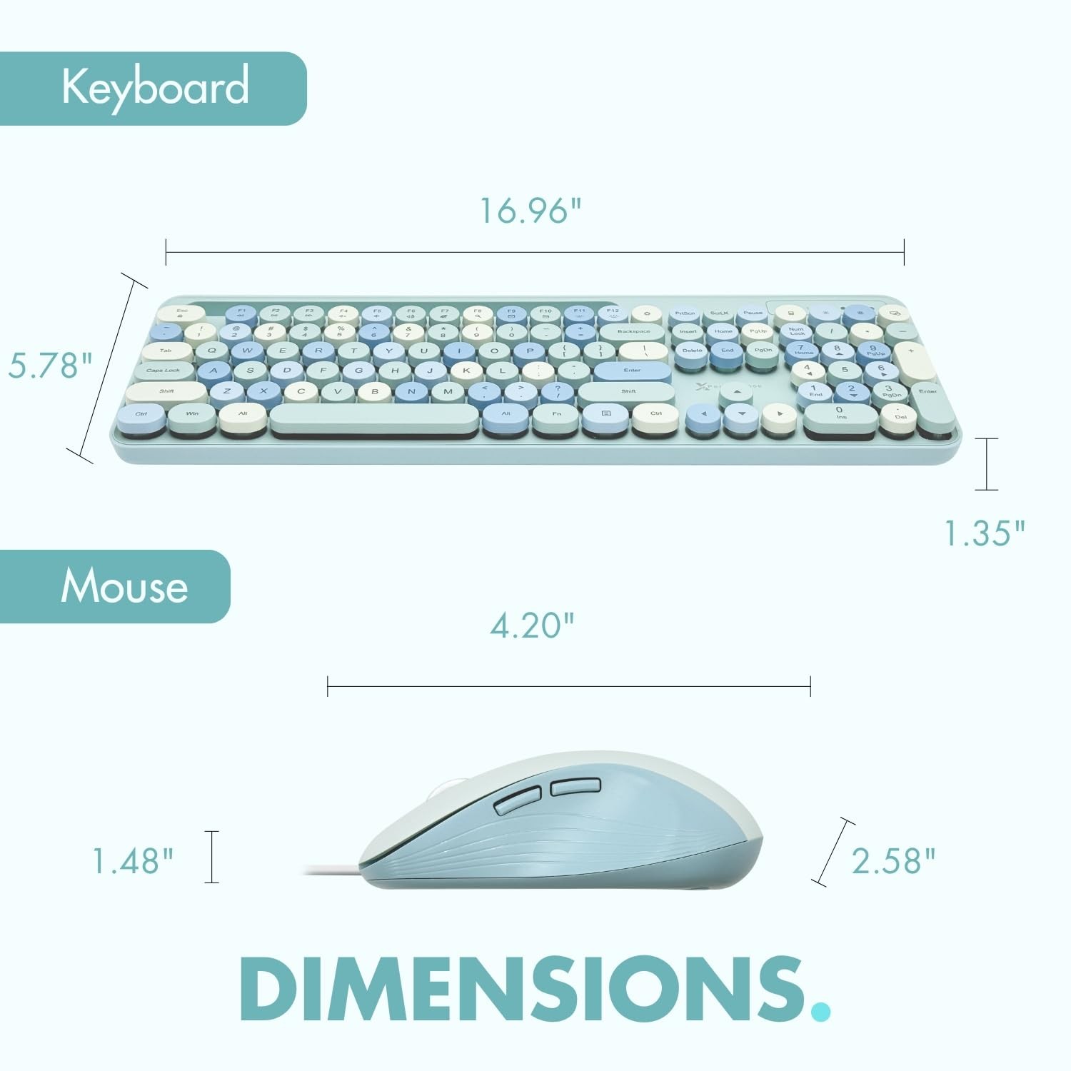 X9 Wired Keyboard and Mouse Combo with Backlight – Retro Typewriter Blue