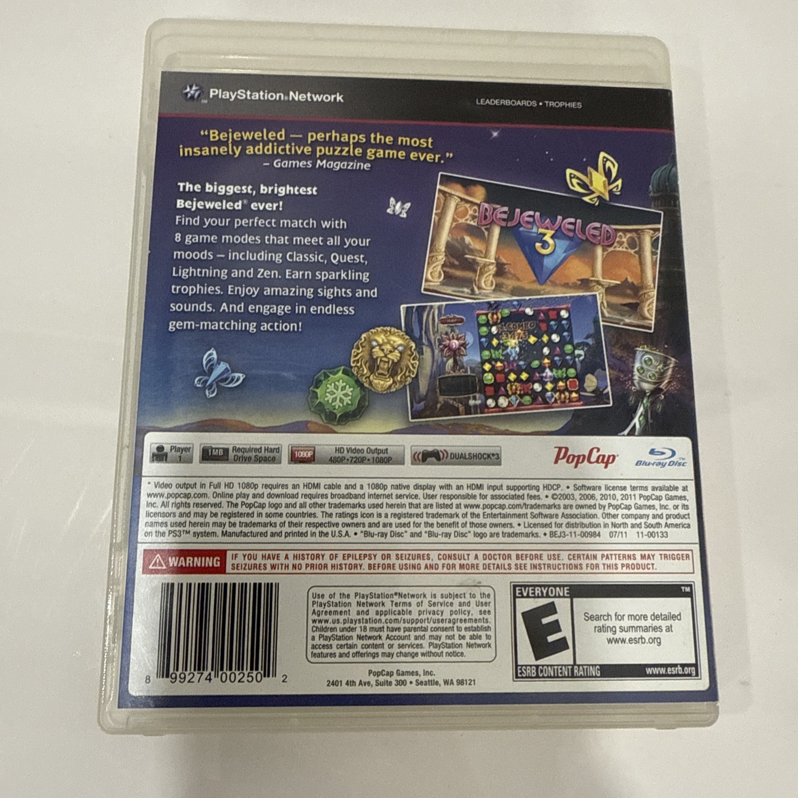 Bejeweled 3 (Sony PlayStation 3 PS3) Complete CIB Tested Working