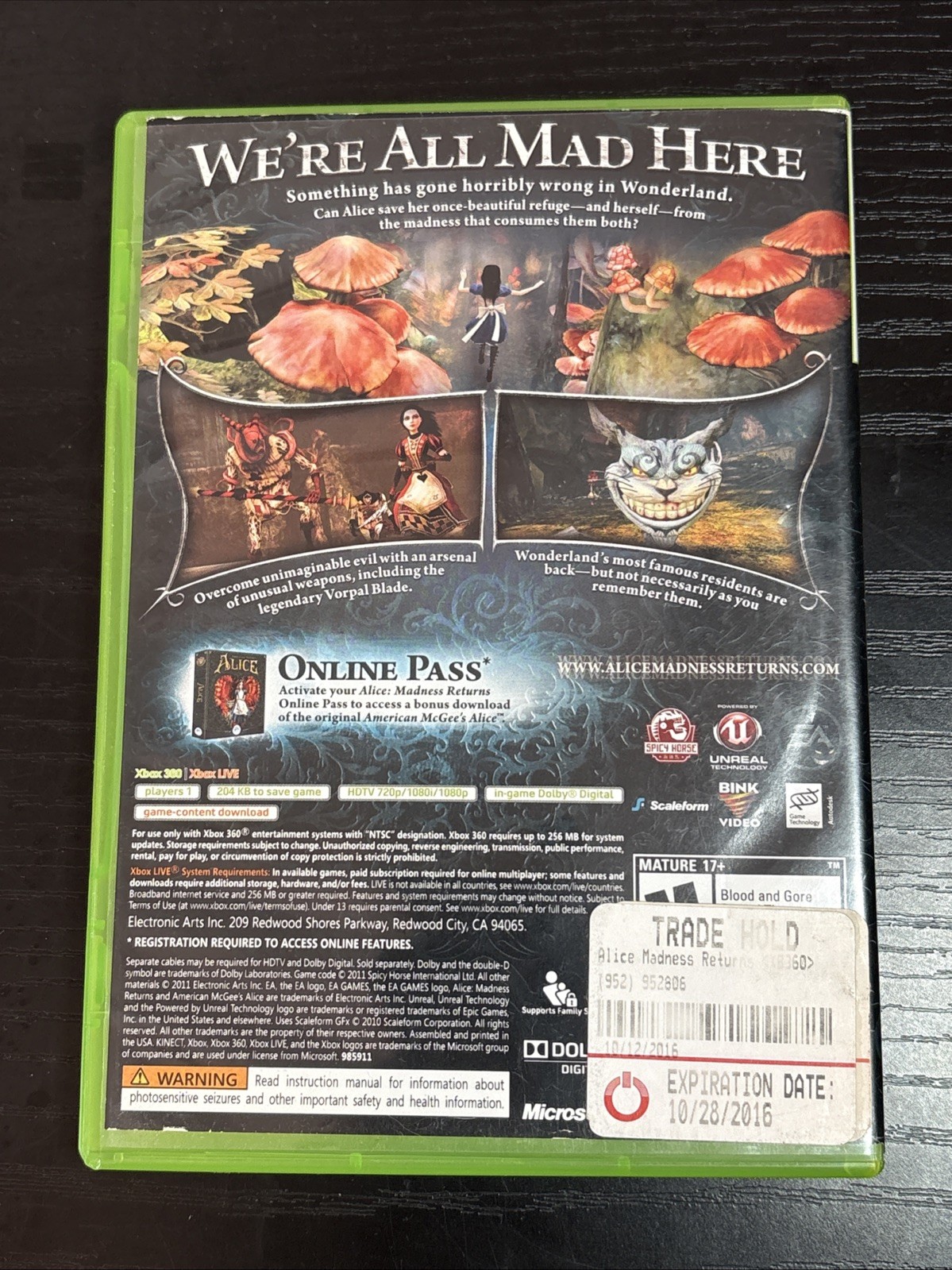 Alice Madness Returns (Microsoft Xbox 360) – No Manual – Resurfaced & Tested –