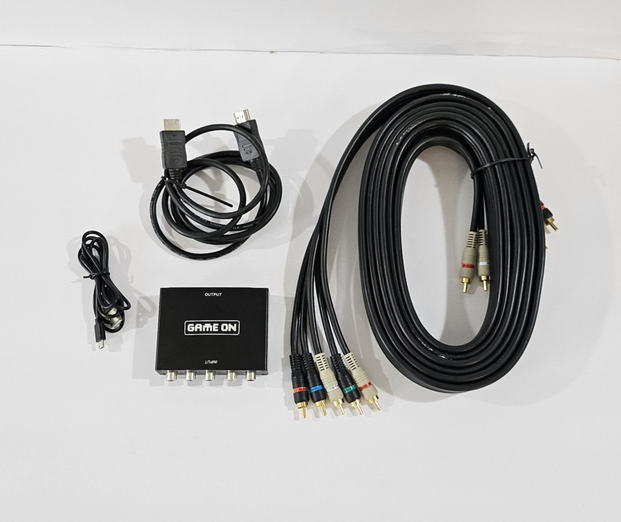 Game On Component to HDMI Converter + RCA Cables Lot Retro Gaming PS2 Wii Xbox