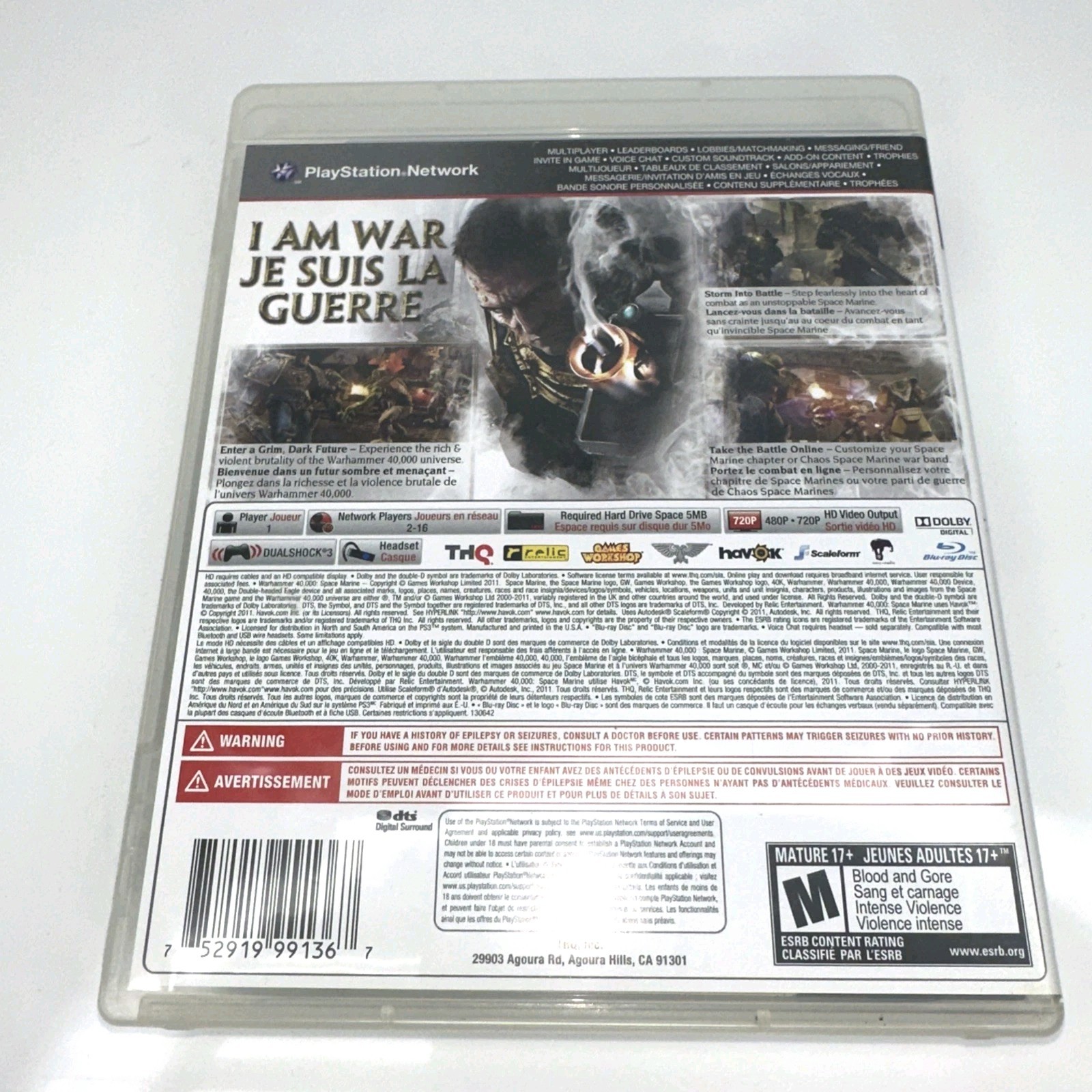 Warhammer 40,000: Space Marine (PlayStation 3 PS3, 2011) Complete CIB – TESTED