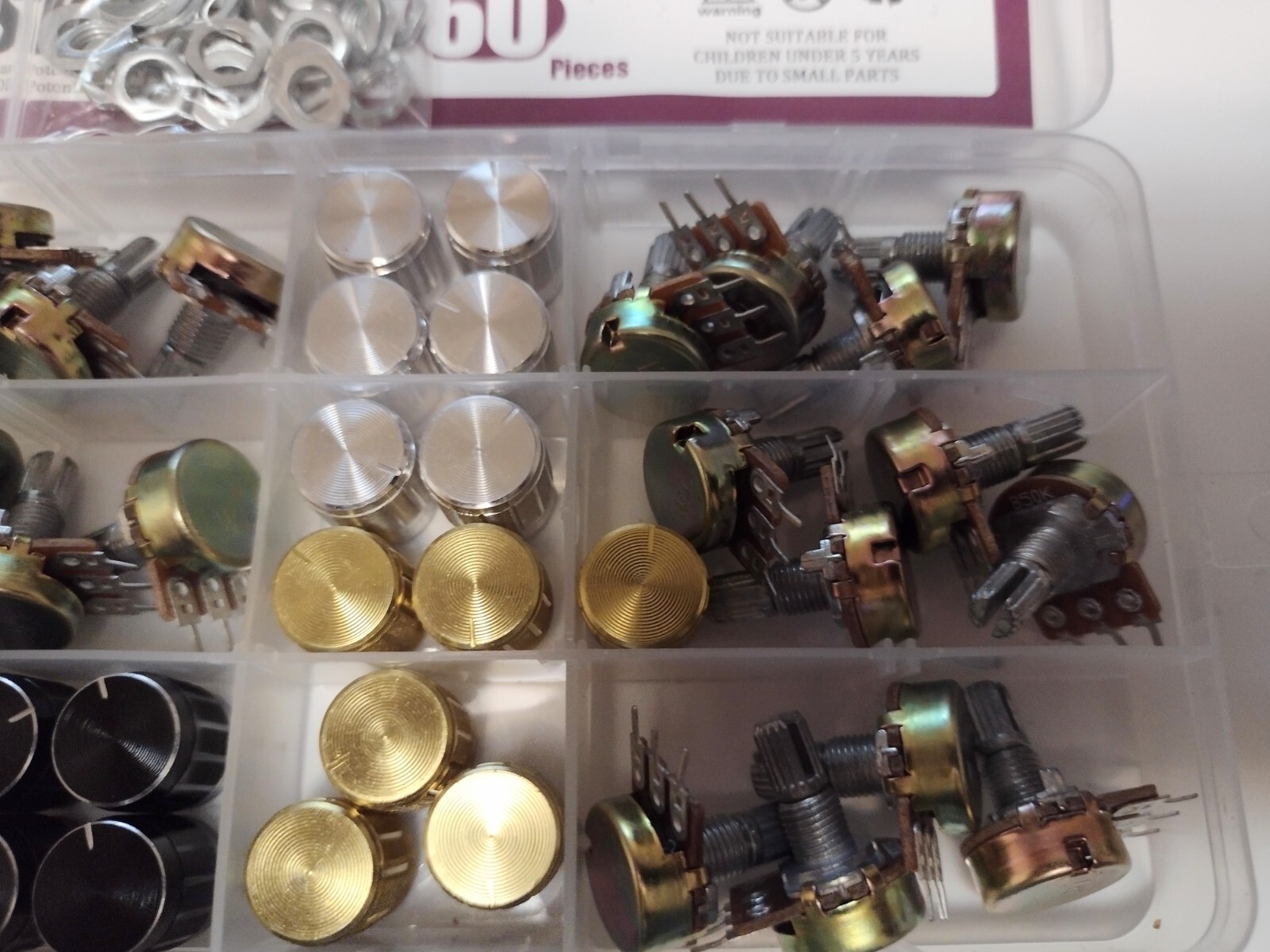 20 piece pack of knurled shaft linear potentiometers – B5k – B100k – new (inv 2)