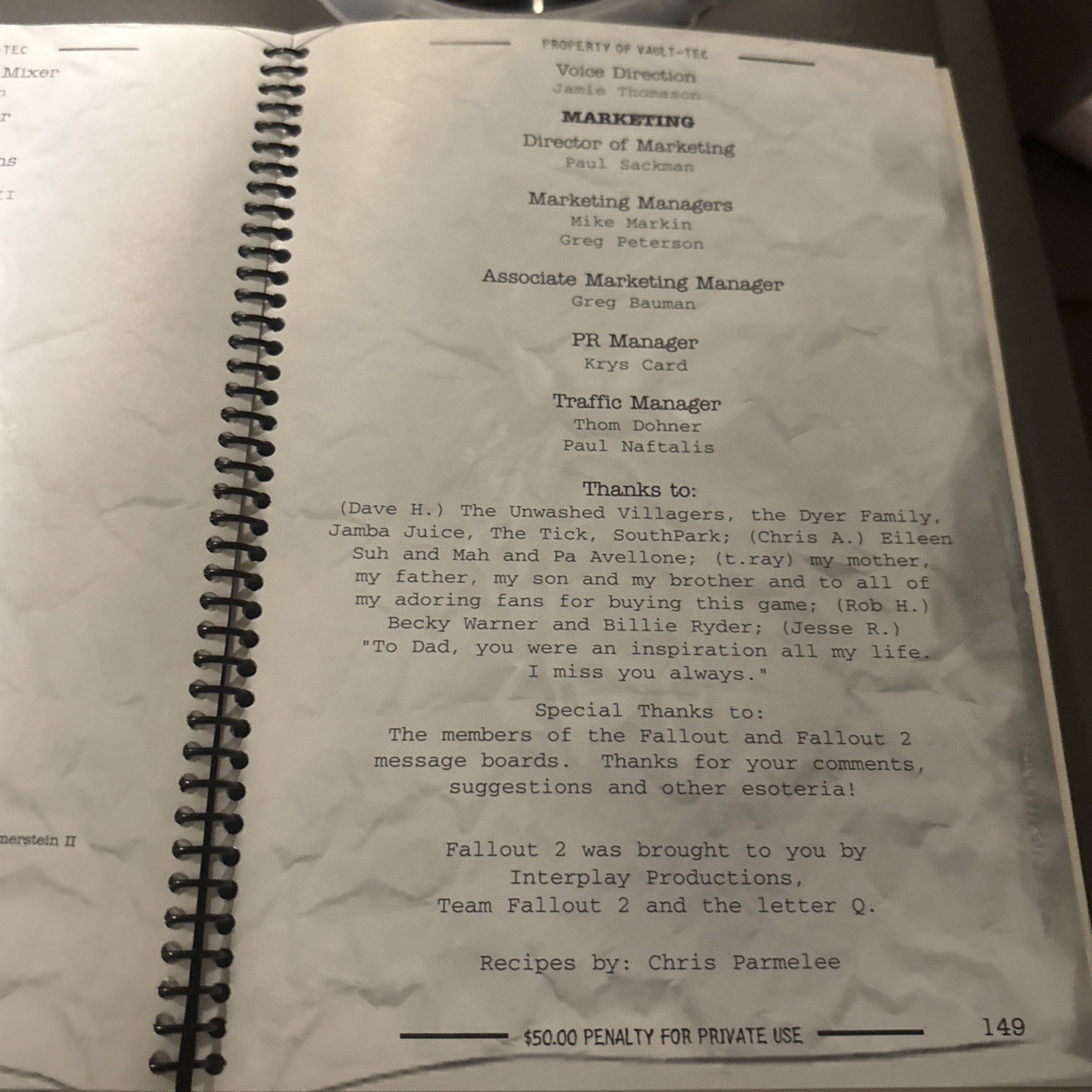 Vintage Vault Tec Lab Journal Game Manual Only