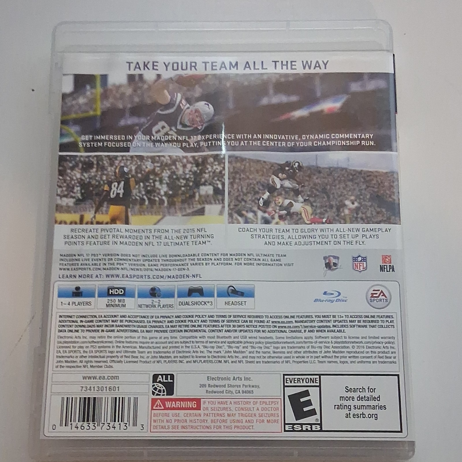Electronic Arts Madden NFL 17 PS3 Online Playability E NTSC 2016 Disc Case