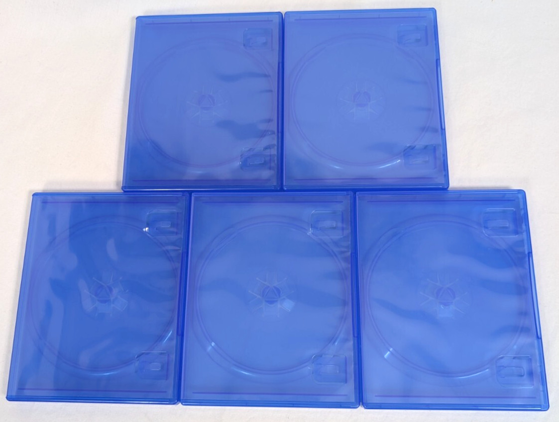 5 x NEW GENUINE Sony Playstation 4 PS4 Replacement Game Cases BLUE OEM blu-ray
