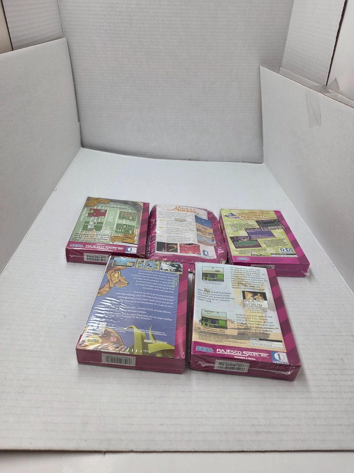 5 NEW Sega Game Gear Games Damaged boxes Aladdin,Jungle Book,Battle,Caesars #O6