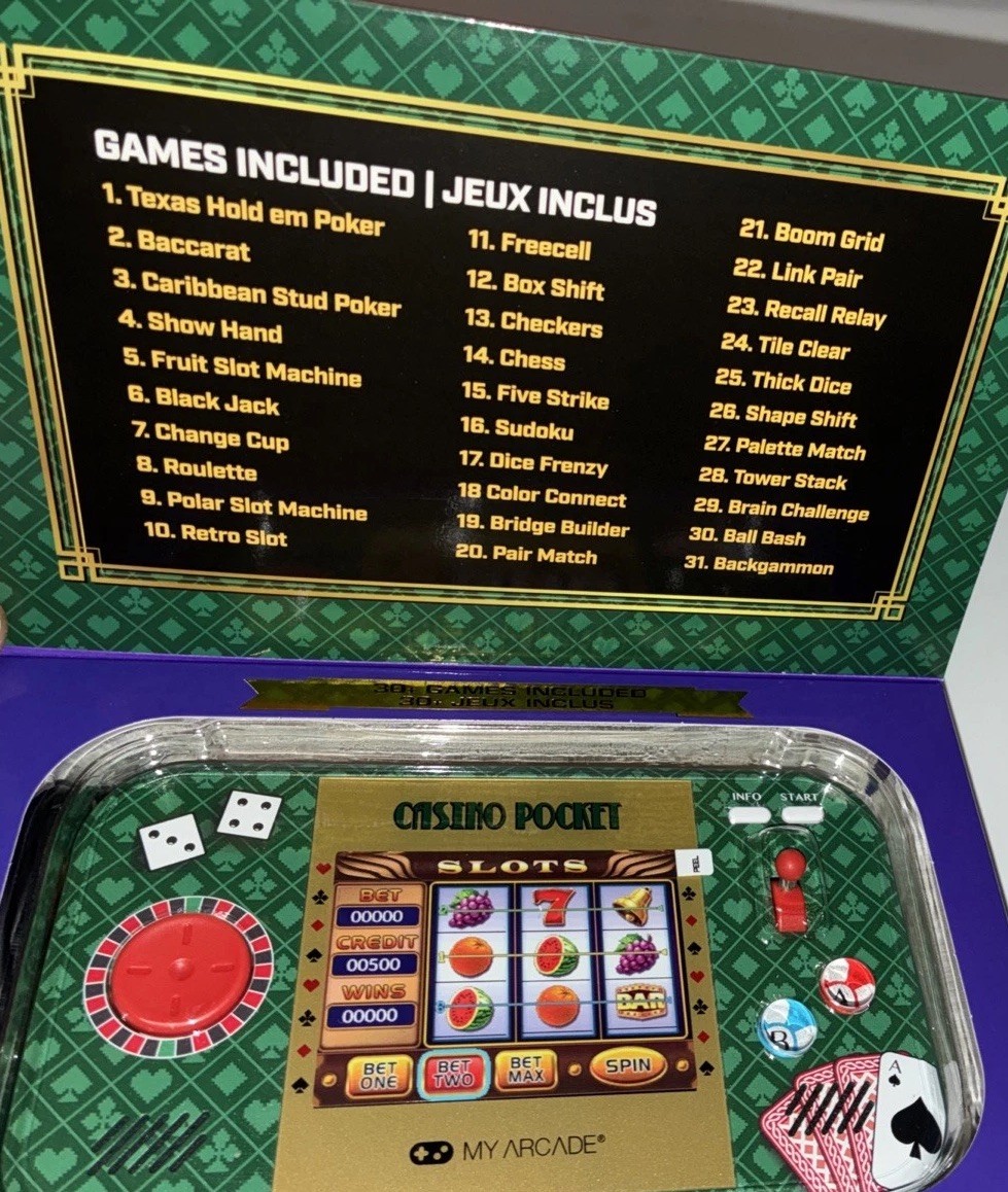 MY ARCADE POCKET PLAYER MAX PORTABLE GAMING SYSTEM OVER 30 Casino Style Games