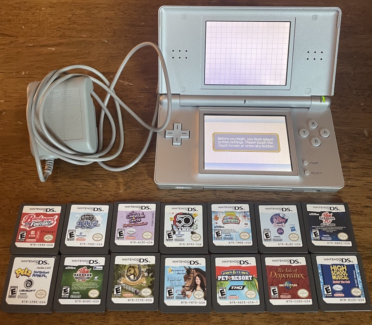 Nintendo DS lite Silver Console (USG-001), 14 DS Games Tested