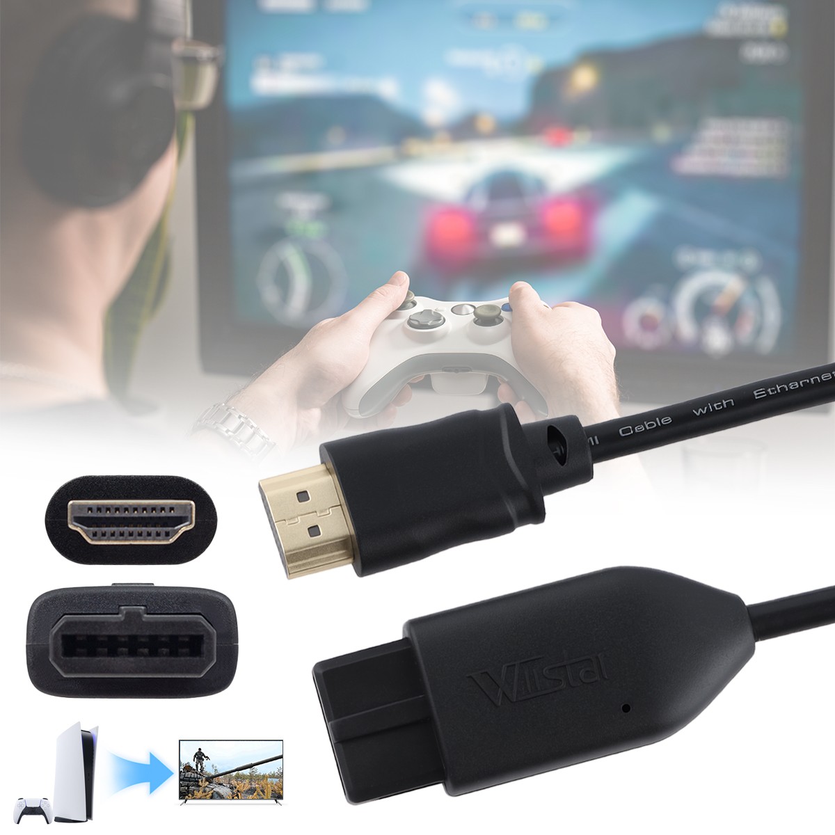 4.9ft N64 To HDMI Converter HD Link Adapter Cable for Nintendo/Gamecube/SNES/SFC