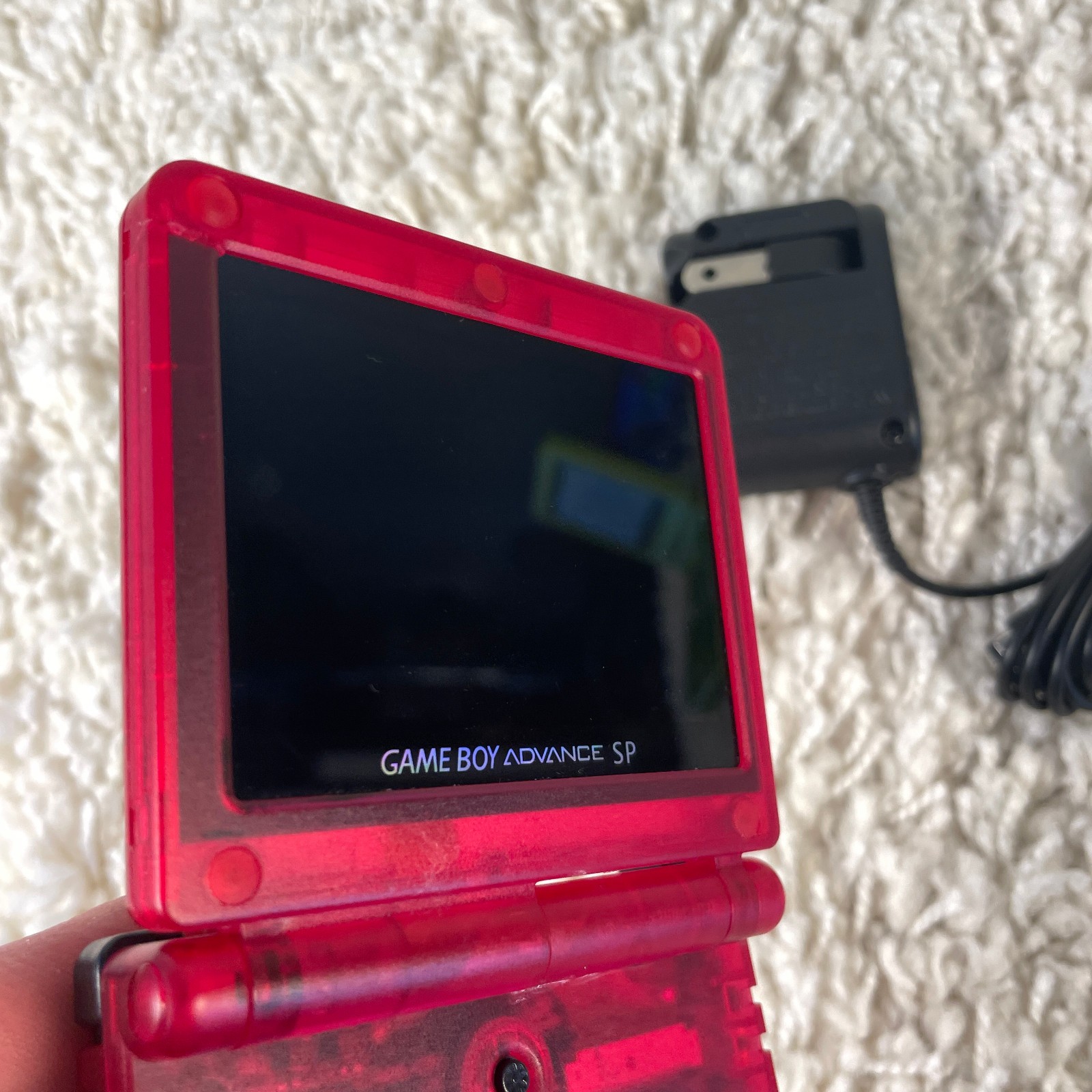 Nintendo Gameboy Advance GBA SP Transparent Red IPS Backlit Screen Read