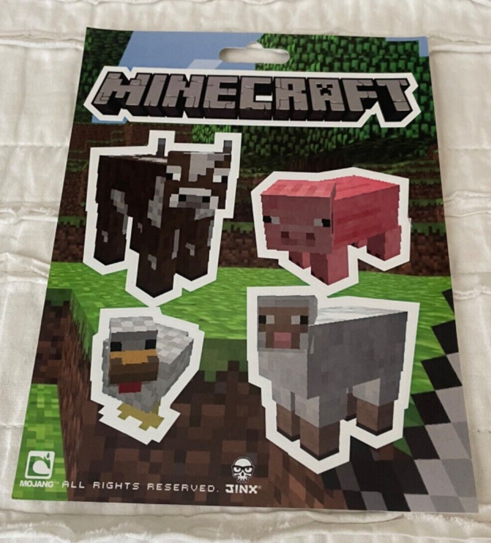 NEW JINX Minecraft Logo Sticker Decal 5 pc set 1 sheet PIG COW MOJANG skateboard