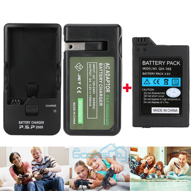 Battery charger & 3600mAh Rechargeable Battery for PSP 1000/2000/2001/3000/3001