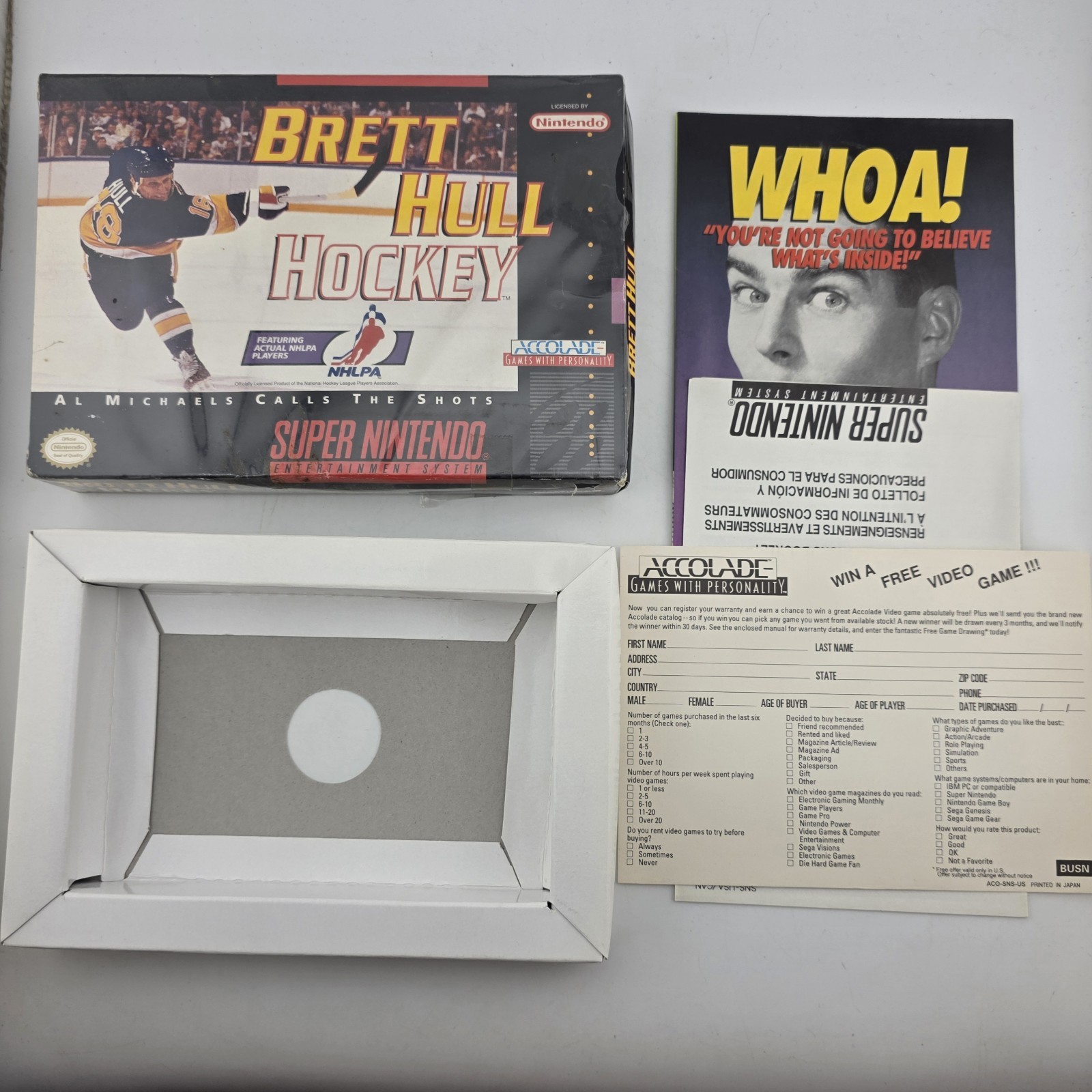 Brett Hull Hockey – Box With Reg Card – Super Nintendo SNES – Shrink (No Game)