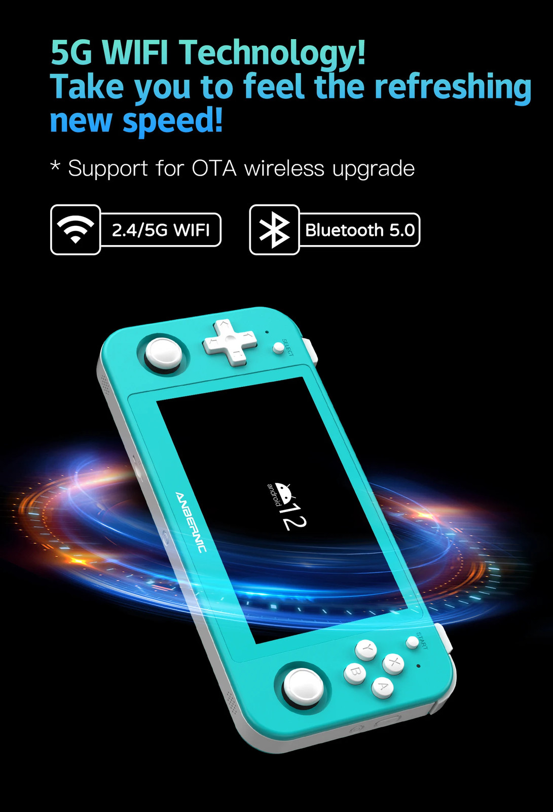 ANBERNIC RG505 Handheld Game Console 4.95 Inch OLED Android 12 T618 OTA Update