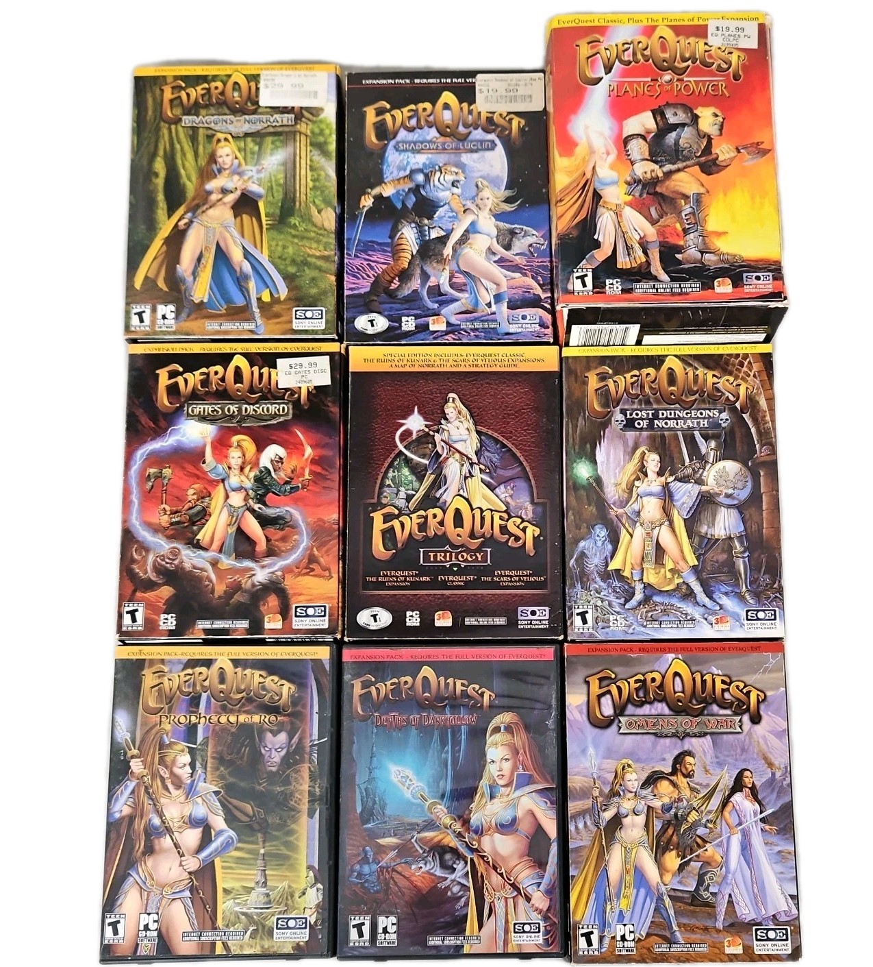 EverQuest PC CD-ROM Games Lot of 9 Dragons Luclin Dungeons Norrath Omens War