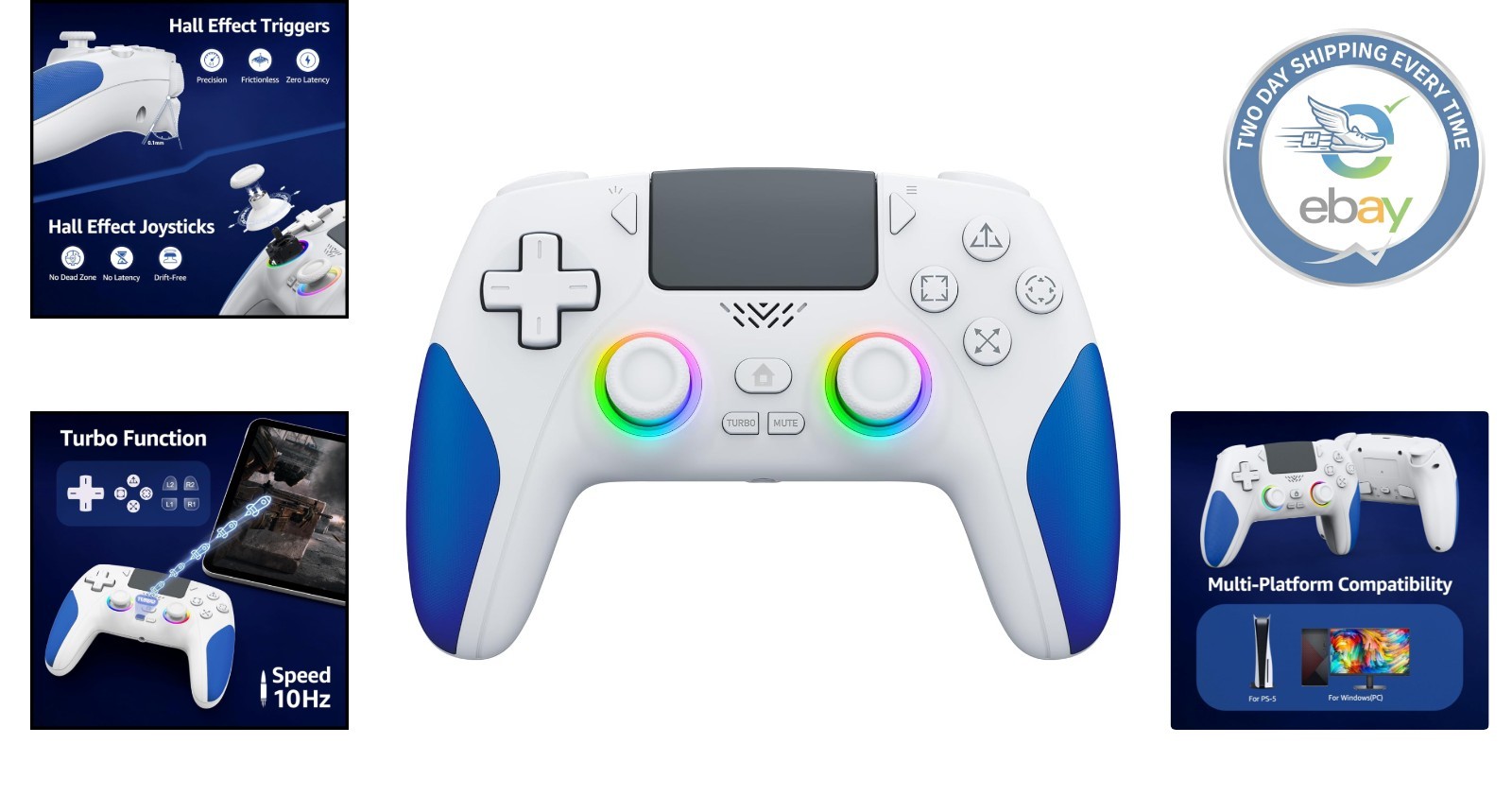 Advanced Wireless Controller for PS5 – Customizable RGB & Hall Effect Feedback
