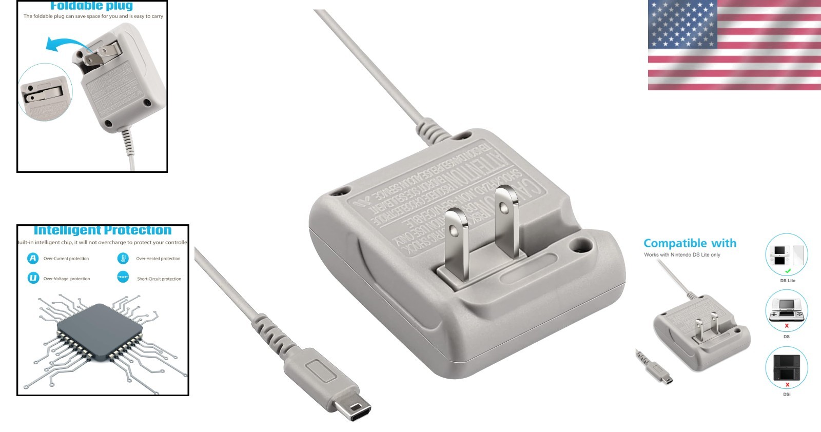 Brand New Grey DS Lite Power Charger 5.2V 450mA