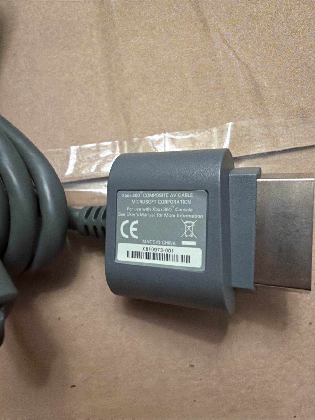Genuine OEM Microsoft XBOX 360 Composite GREY AV Cable X810972-001 Tested
