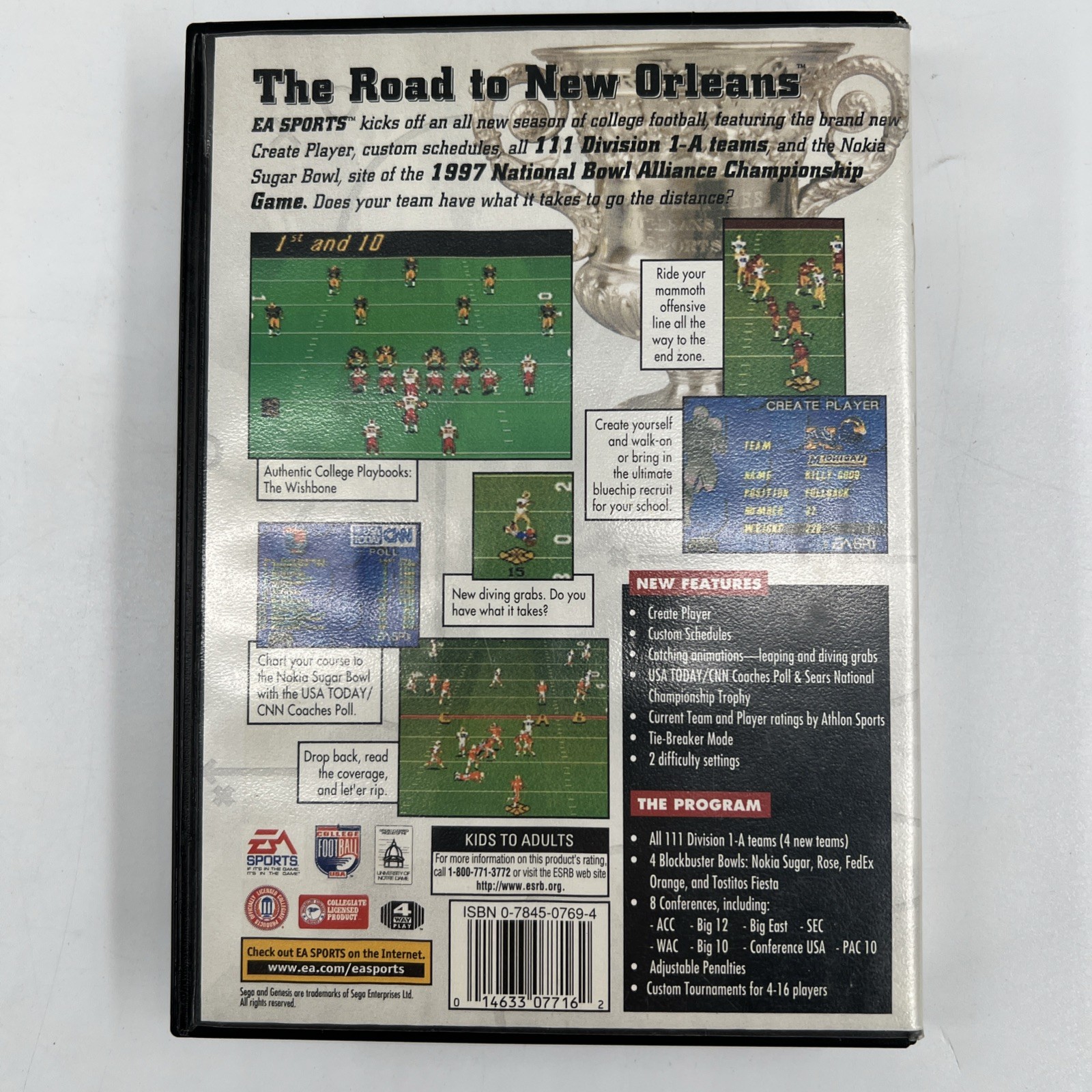College Football USA 97 Sega Genesis Authentic Case Only No Game No Manual 1996