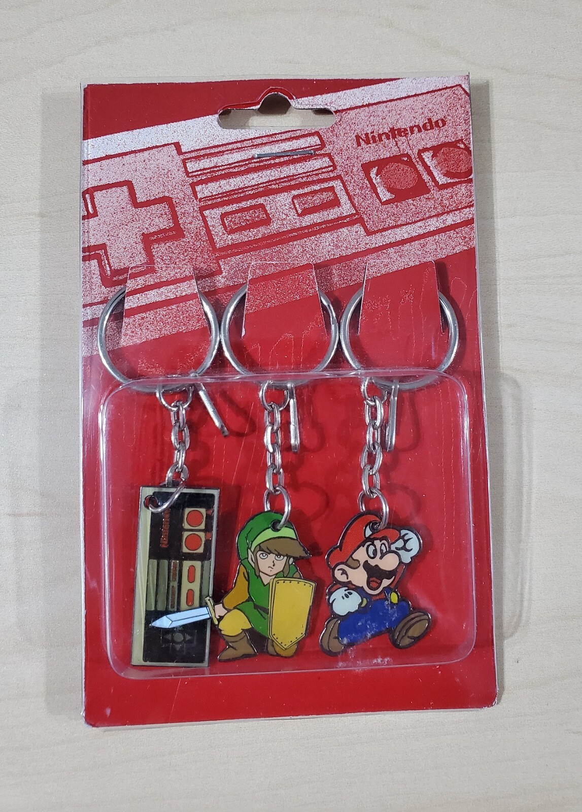 Rare 2008 Nintendo 3-Piece Keychain Zipper Pull Set Link Mario & NES Controller