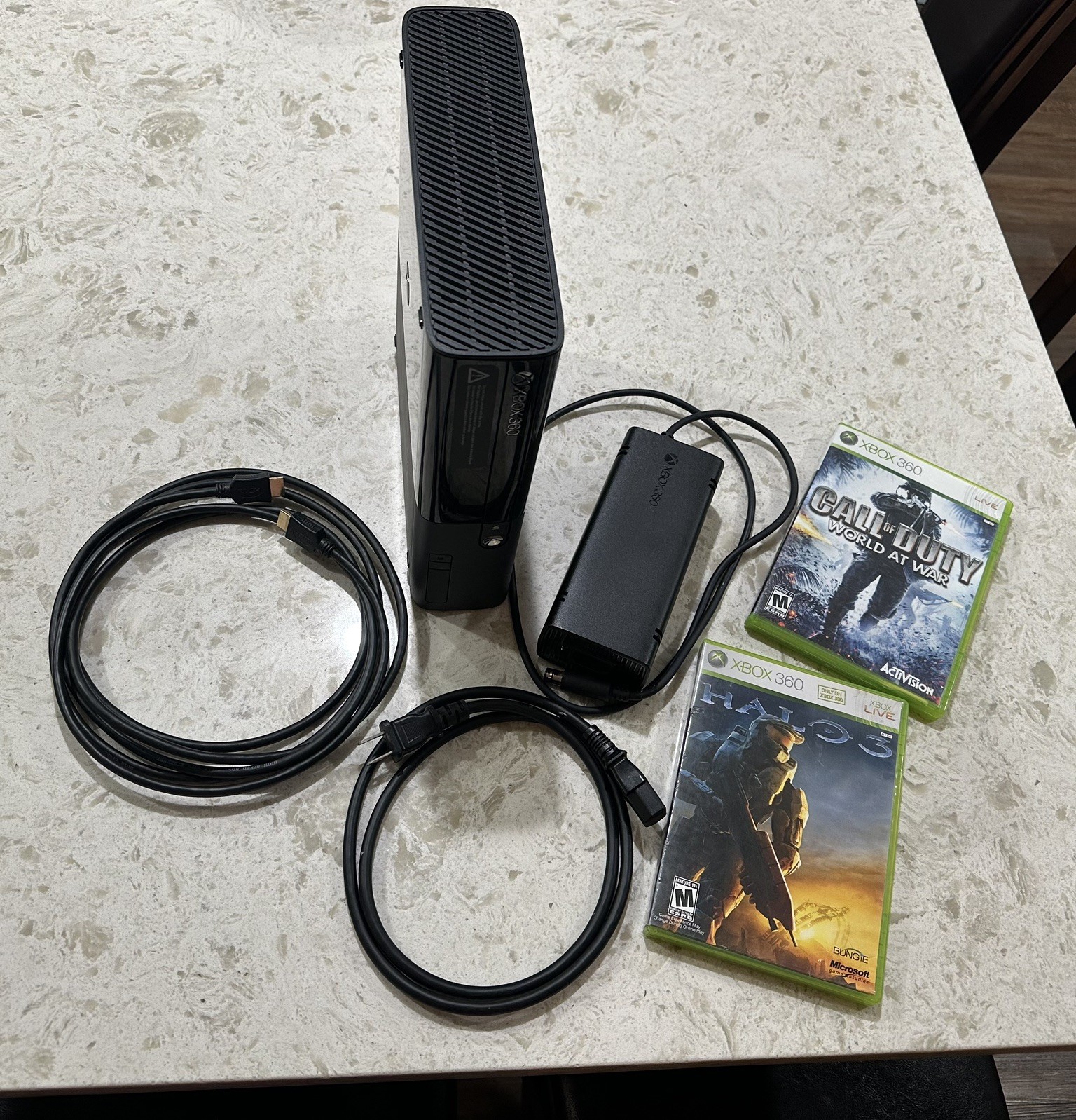 Xbox 360 E Console w/ 2 Games HDMI & Power Cord Only (Model 1538) Tested & Works