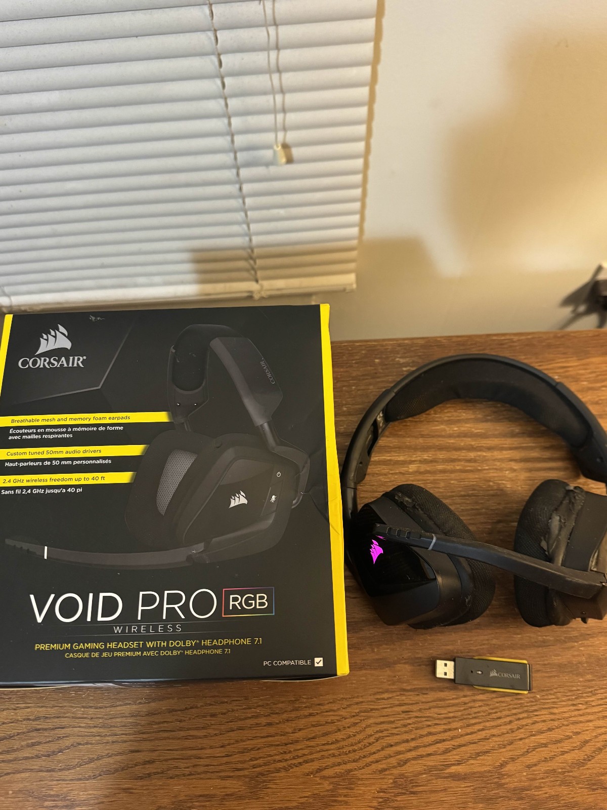 Corsair Void Pro RGB Wireless With Box and USB Adapter FREE SHIPPING