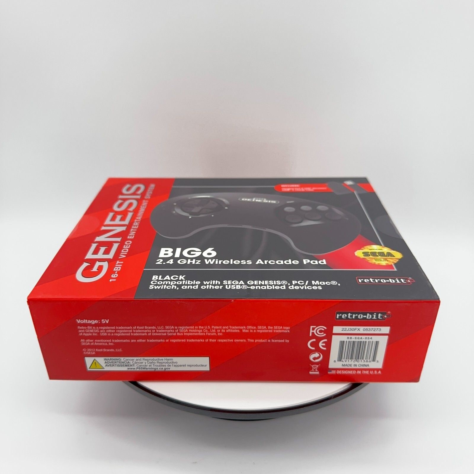 Retro-Bit Official Sega Genesis BIG6 Wireless Controller 6-Button Arcade Pad