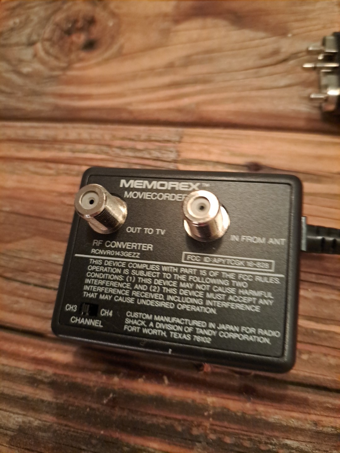 Memorex Moviecorder RF Converter, Out to TV Signal Switch RCNVR0115GEZZ -Vintage