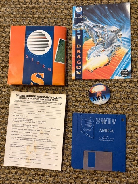 SWIV AMIGA GAME W/ BOX + PAPERS CLASSIC COMPUTER SEE PICS