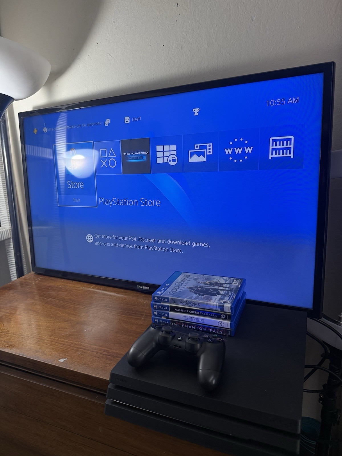 Sony PlayStation 4 Pro PS4 1TB Black Console w/Cables! w/Controller, Tested