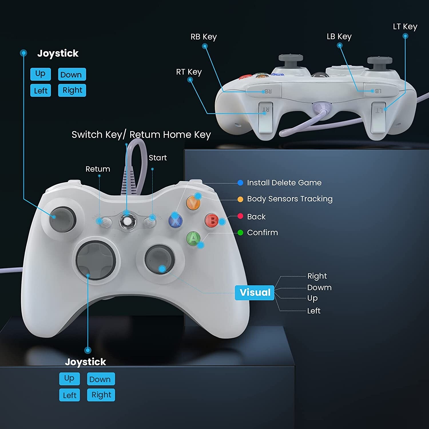 Wired Controller USB For PC for Xbox 360 / 360 Slim Windows 7 8 10 11 Gamepad XP