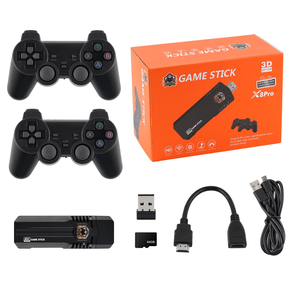 4K HDMI Retro Game Console Output Plug and Play 30000+ Game Gamepad Controllers