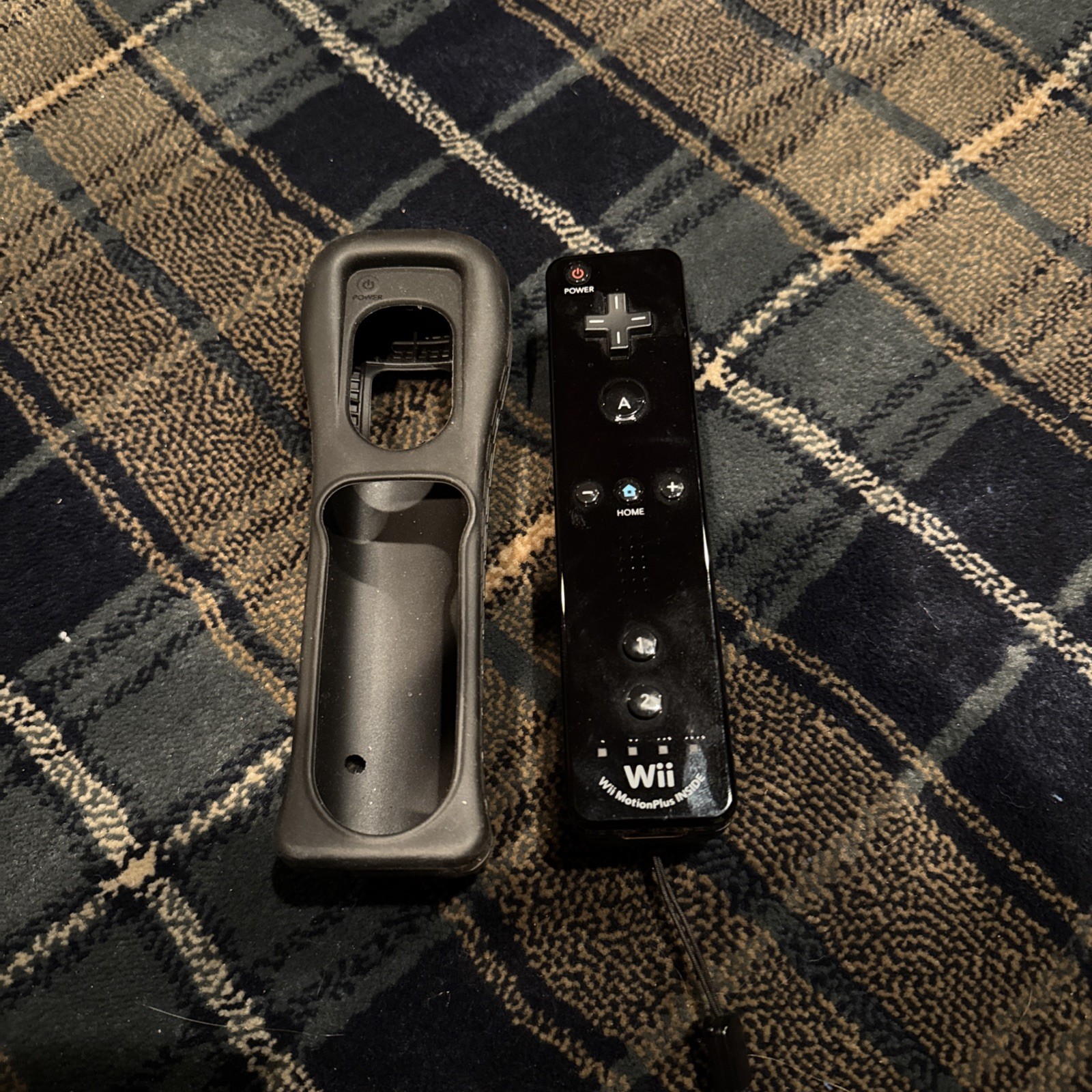 Nintendo OEM Wii Remote Black Motion Plus Controller Official Tested RVL-036