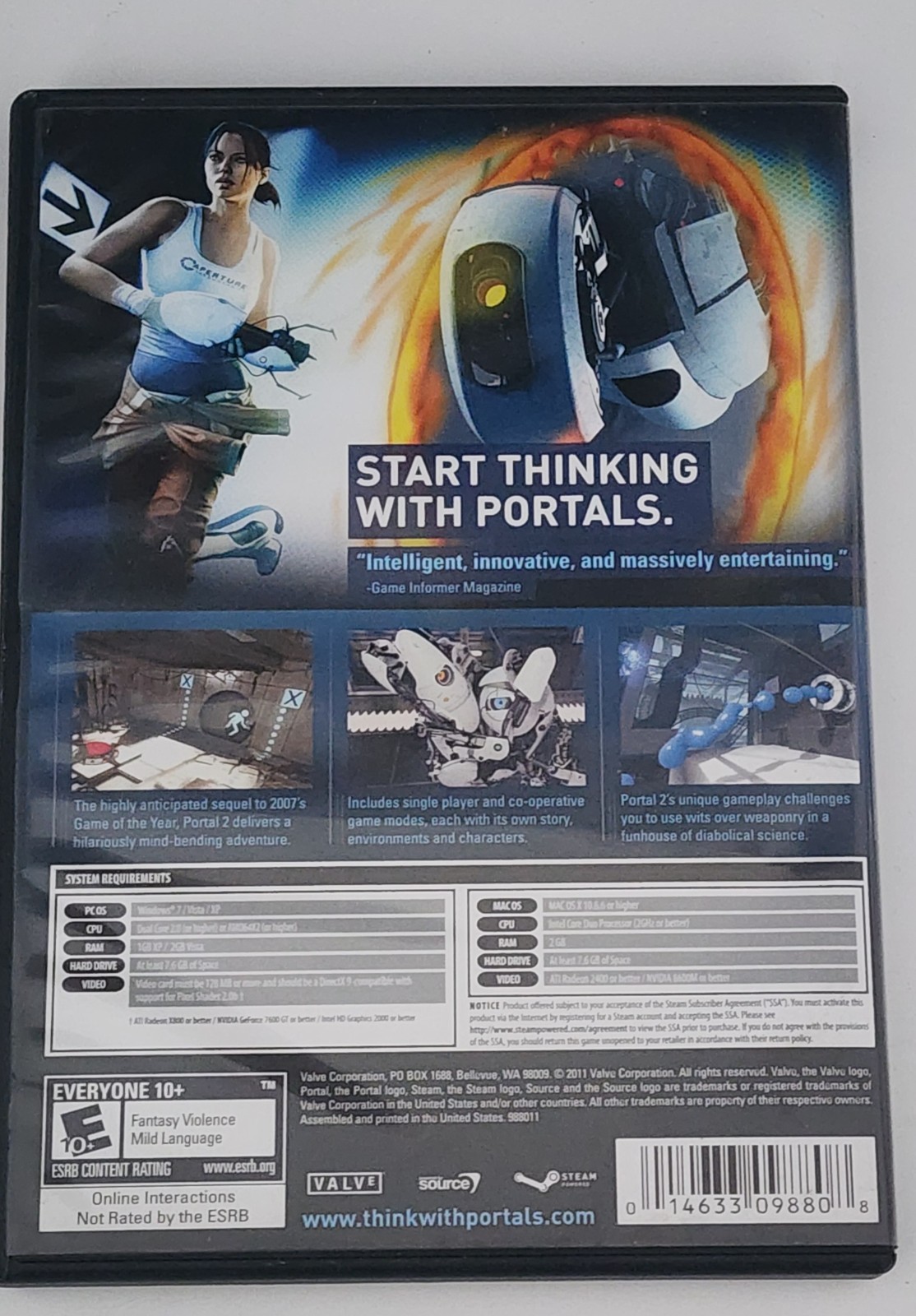 Portal 2 PC Windows Mac Computer Game DVD-ROM