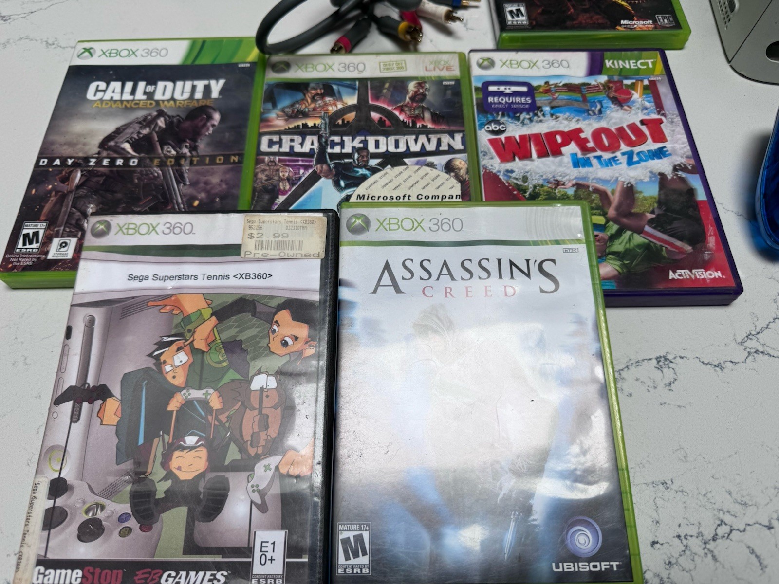 Xbox 360 Console Bundle 120GB HDD 6 Games 2 Controller Tested Works
