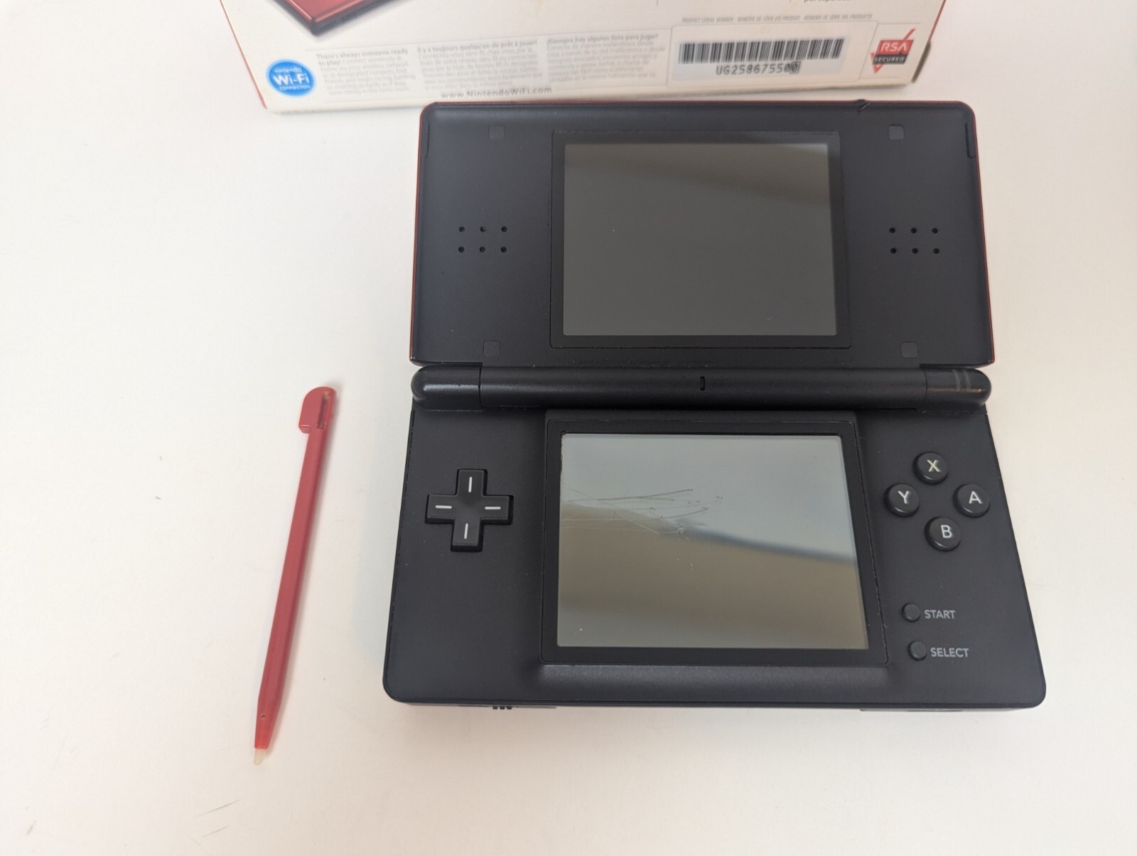 Nintendo DS Lite USG-001 Crimson Red w/ Charger and Box Tested