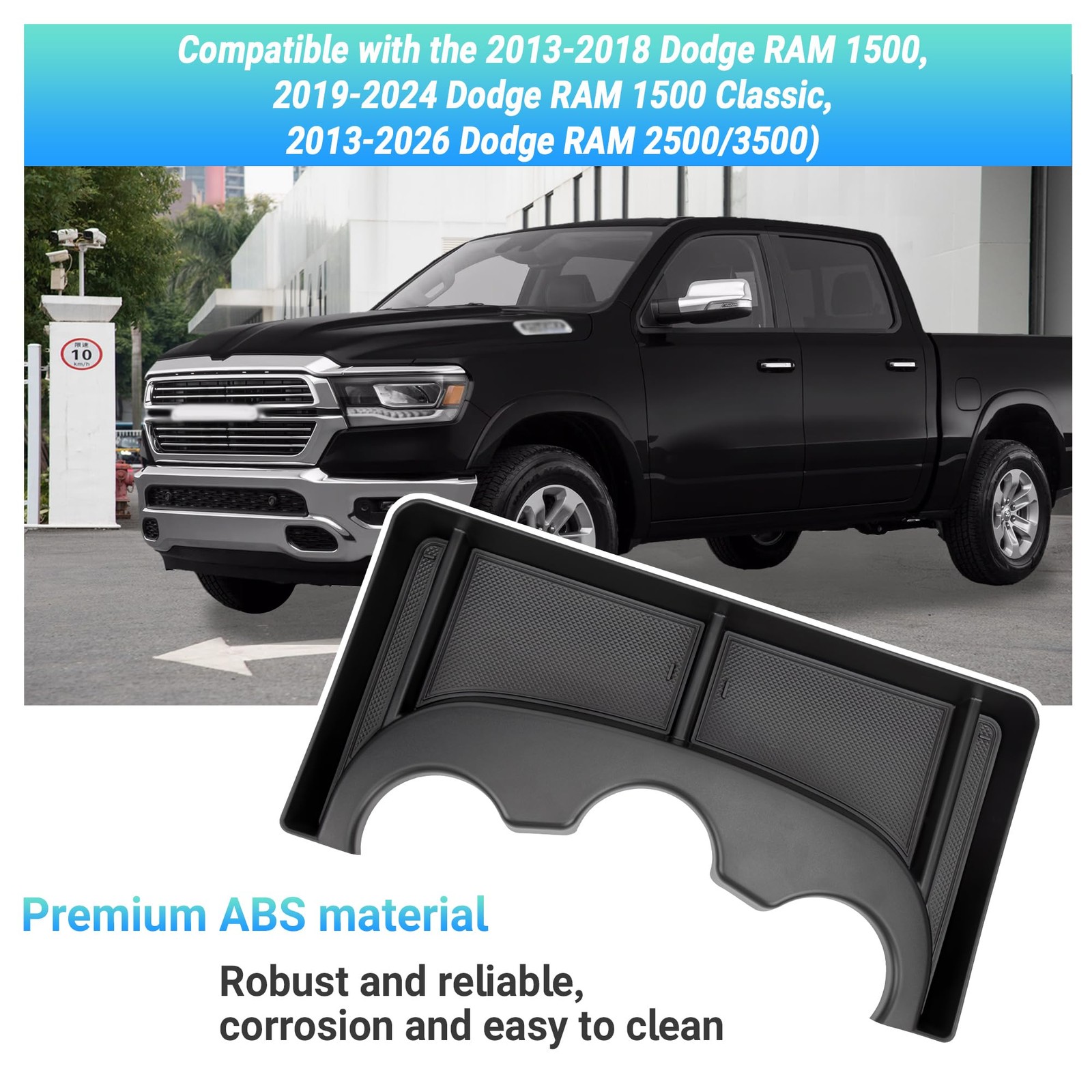 Sinminou Center Console Cup Holder Organizer Compatible 2013-2024 Dodge Ram