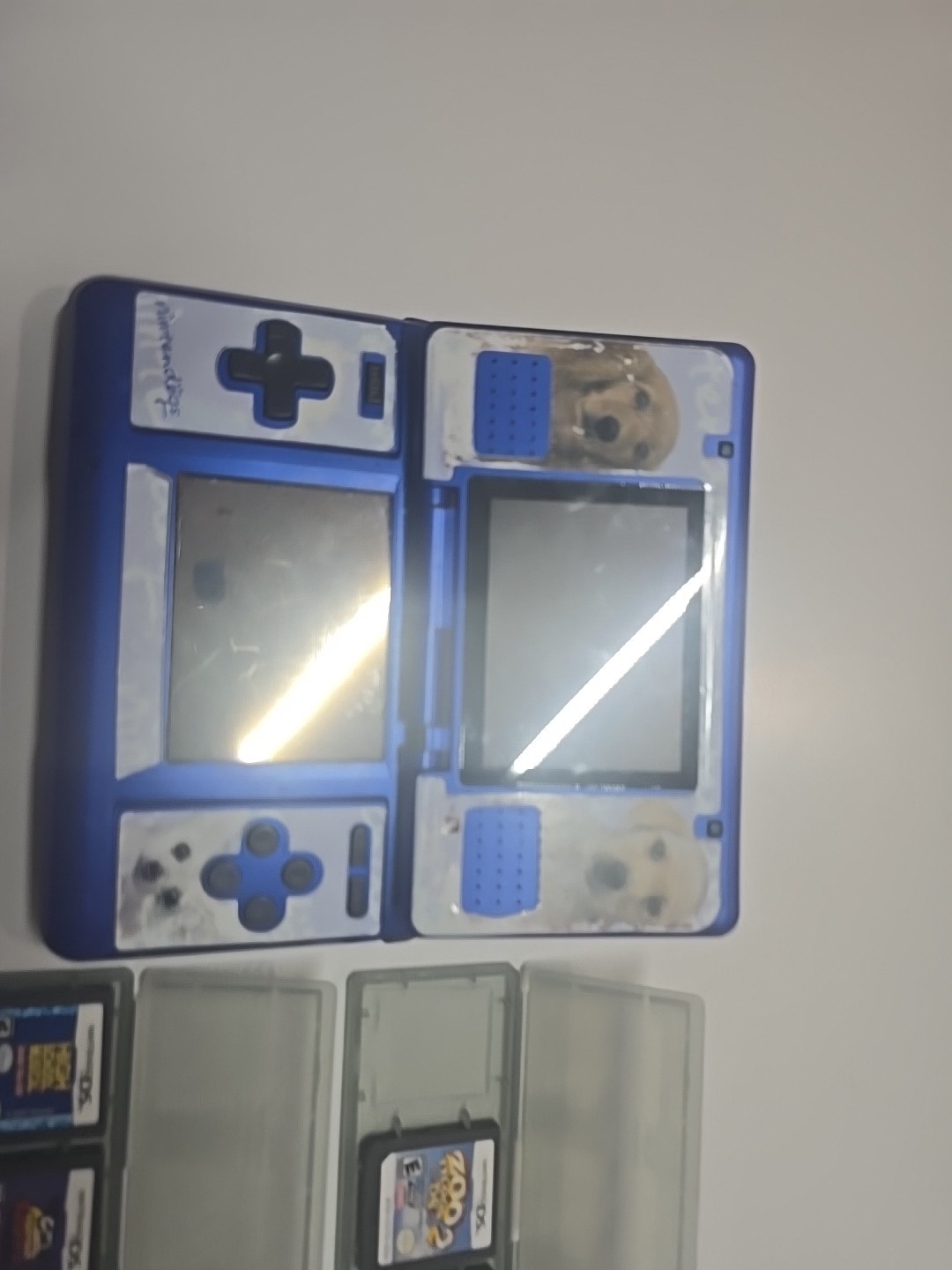 Nintendo NTR001 Nintendo DS Blue Console With 10 Games Tested And Working AS IS