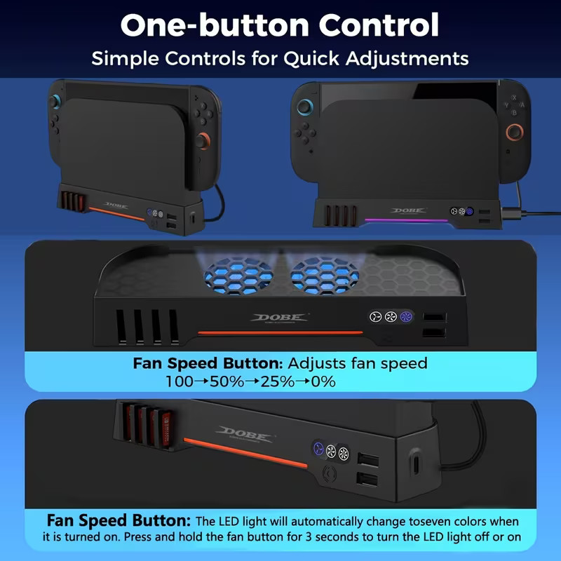 Cooling Station for Nintendo Switch 2: Plug & Play Dual-Fan Dock for Performance