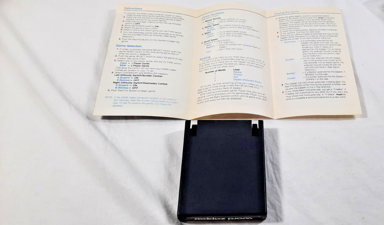 Word Zapper w/Manual (Atari 2600, 1982) With manual Tested working