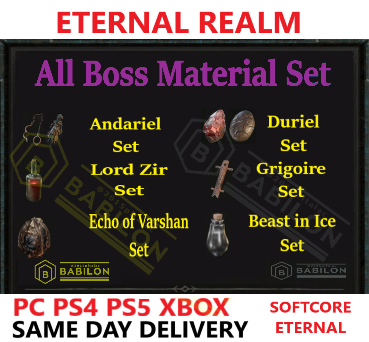 DIABLO 4 ETERNAL REALM ALL BOSS MATERIAL SET/MATS ✅PC PS4 PS5 XBOX✅DIABLO IV