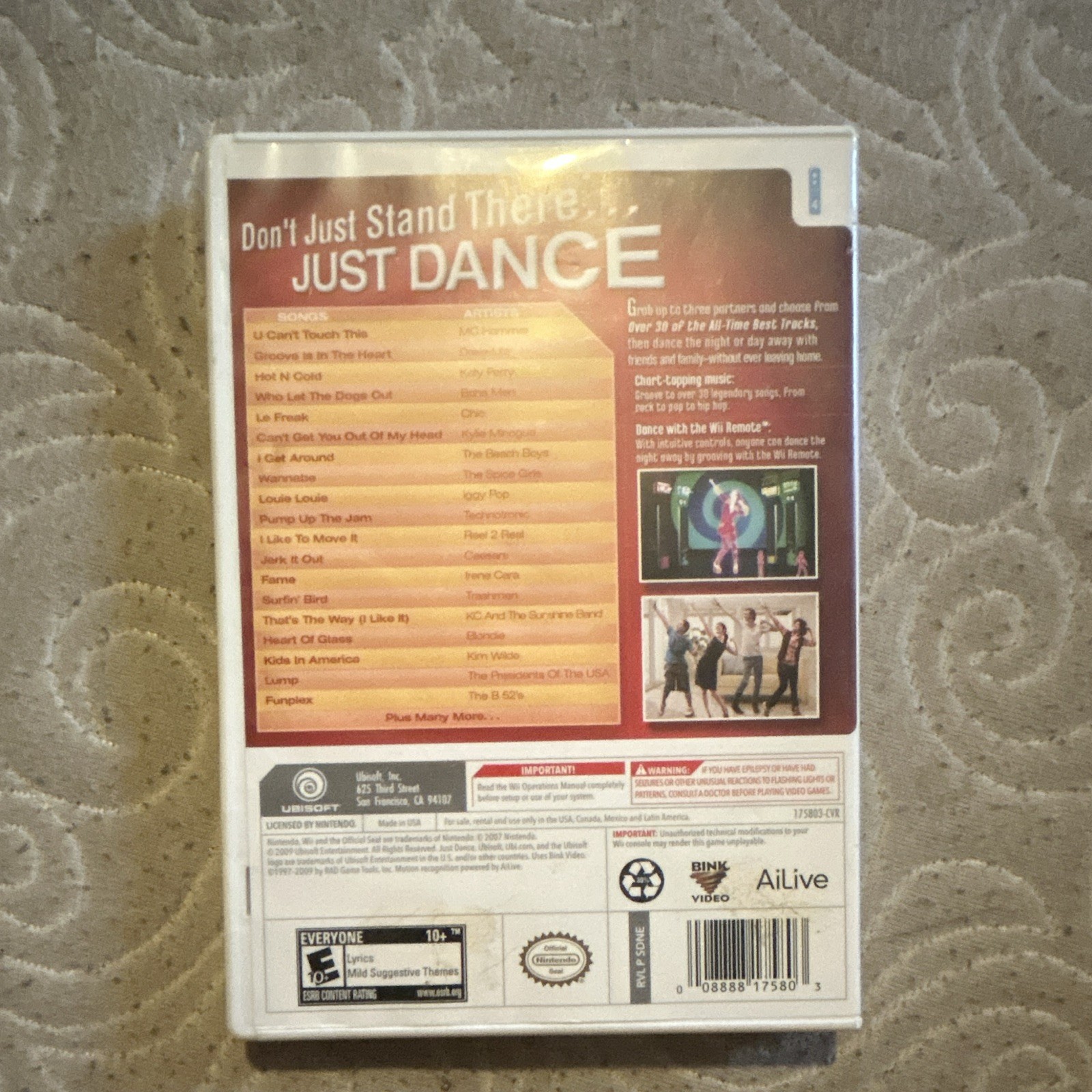 Ubisoft Just Dance Just Dance Series Nintendo Wii w/ Case Disc Manual E10+ 2007